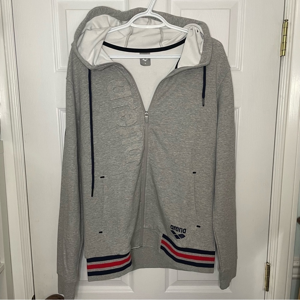 Arena Grey Full Zip Hoodie Sweatshirt Extra Large